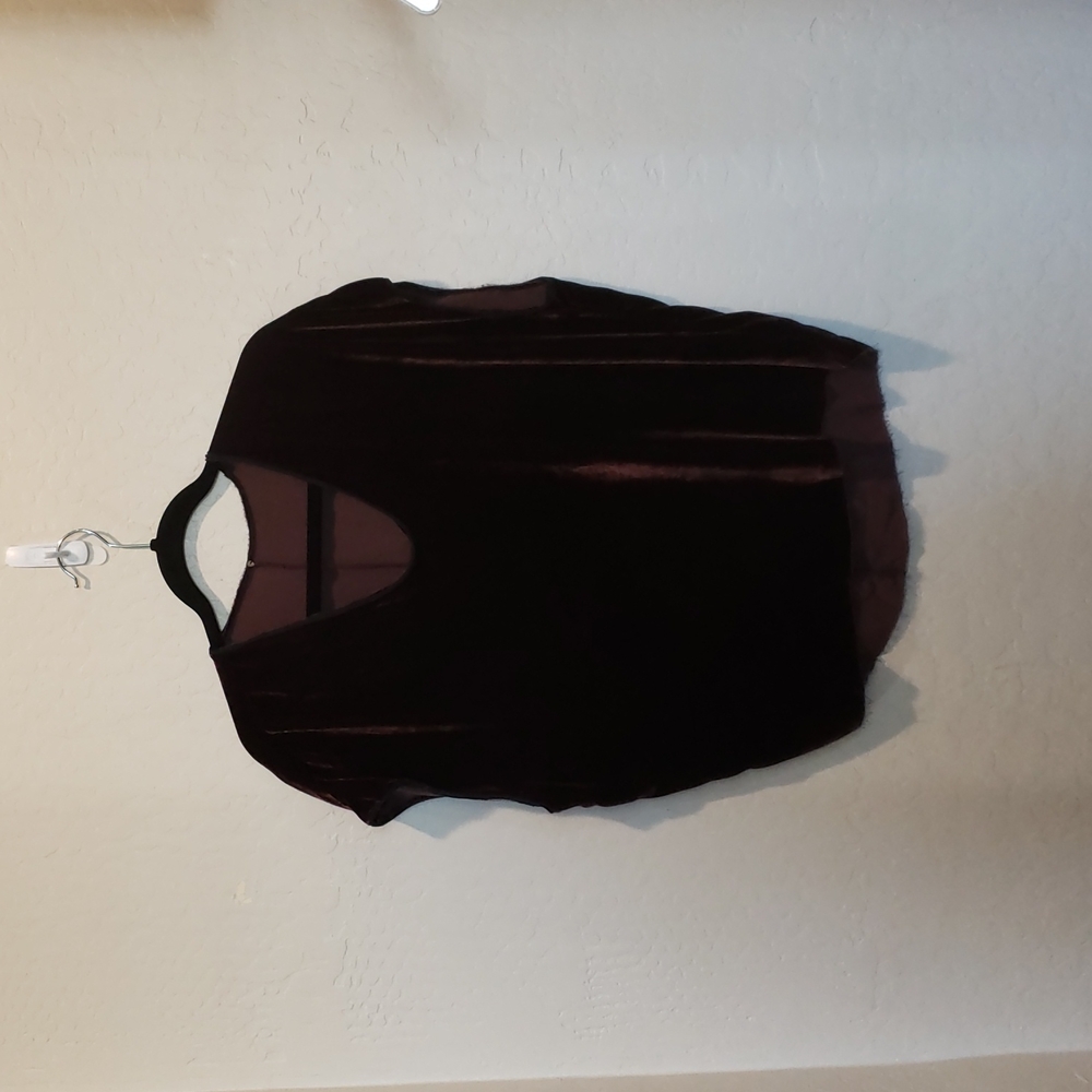 AQCCLOTHING Aquarius Cocktail Silk Velvet Top AqC Dark Plum Color Raw Hem Size 1
